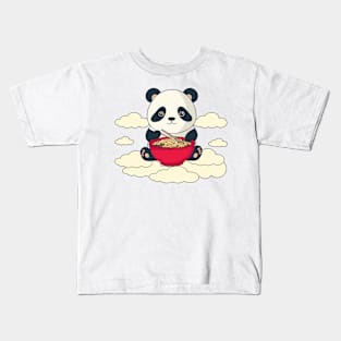 cute japanese panda eating ramen cuteness enthusiasts Kids T-Shirt